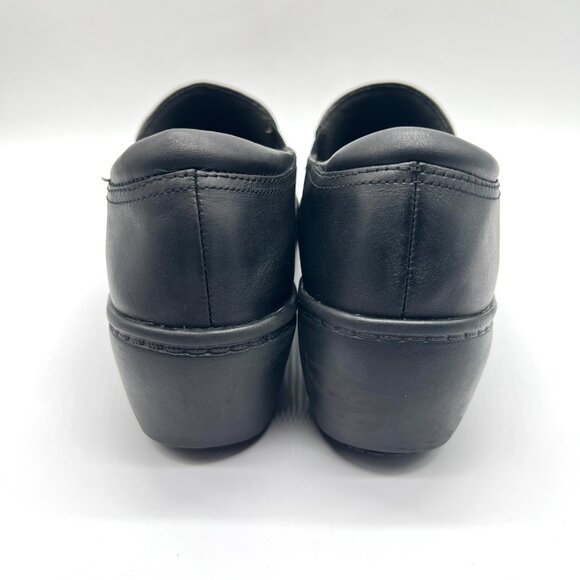 6.5W 6.5 WIDE WIDTH Clarks Black Leather Slip On Work Clogs Shoes - Picture 7 of 14